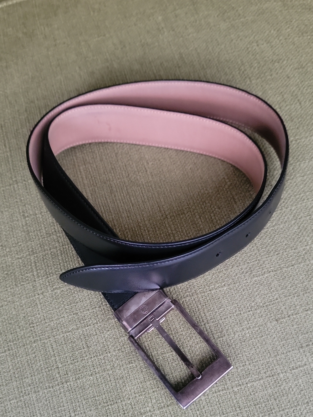 MONT BLANC Men's Reversible Black and Beige Leather Belt - Classic Buckle
